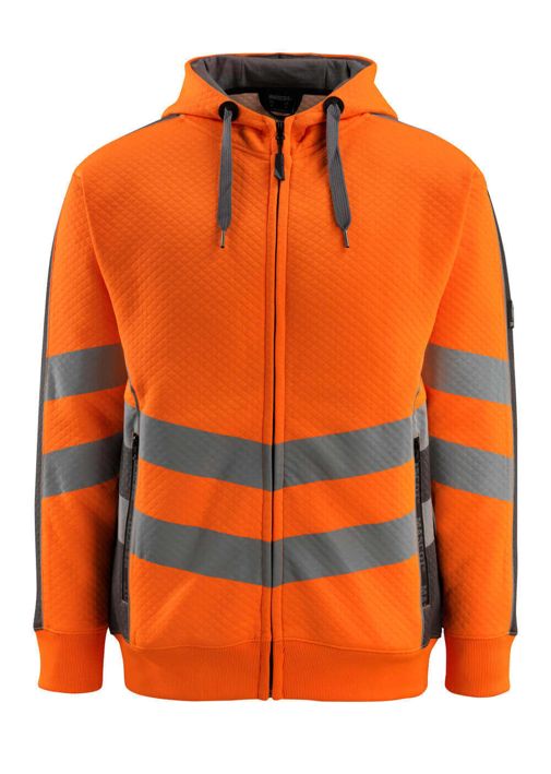 Felpa con cappuccio con chiusura lampo SAFE SUPREME hi-vis arancio/antracite scuro