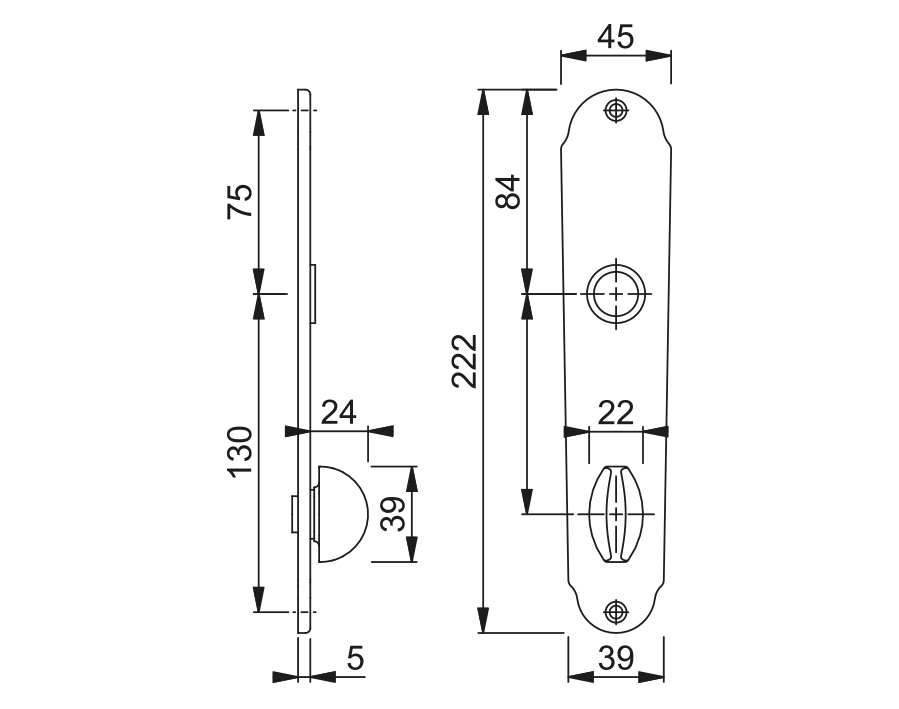 Placca interna per porte WC (singola) serie Merano M2021 