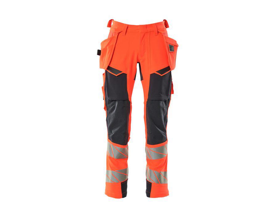 Pantaloni con tasche esterne ACCELERATE SAFE hi-vis rosso/blu navy scuro