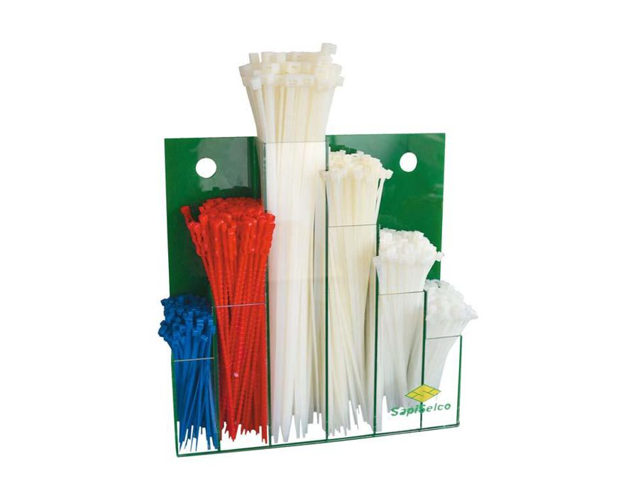 Kabelbinder-Sortiment im Wanddisplay