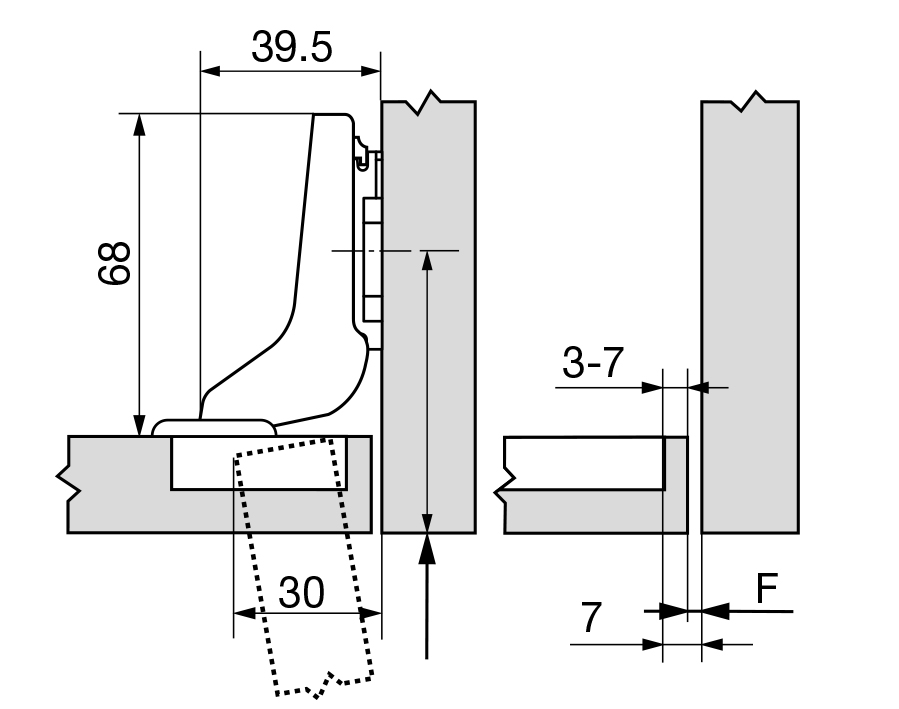 Cerniera da 110° CLIP top  