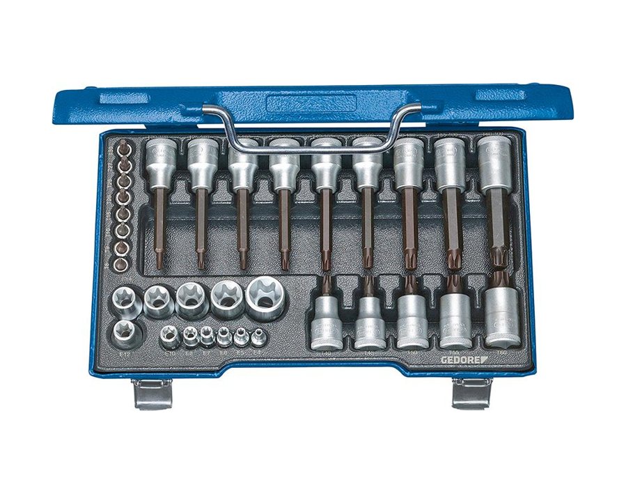 Schraubendreher-Einsatz-Garnitur 1/2" für Innen- und Außen-TORX®-Schrauben, 34-teilig