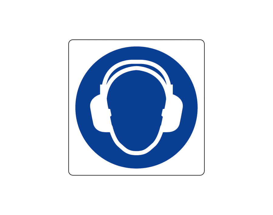 Cartello segnaletico di obbligo:
protezione obbligatoria dell'udito