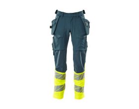 Pantaloni con tasche esterne ACCELERATE SAFE petrolio scuro/hi-vis giallo