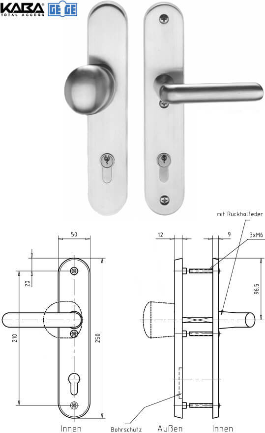 Guarnitura di sicurezza maniglione/maniglia 