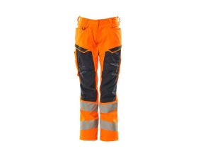 Pantaloni con tasche porta-ginocchiere ACCELERATE SAFE hi-vis arancio/blu navy scuro