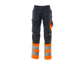 Pantaloni con tasche porta-ginocchiere SAFE SUPREME blu navy scuro/hi-vis arancio