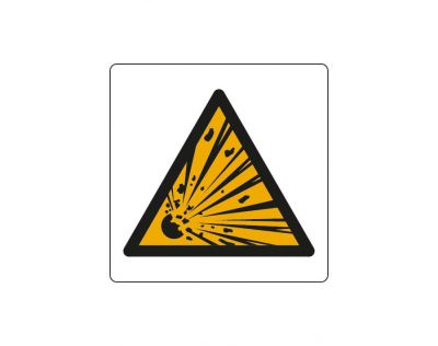 Cartello segnaletico di avvertimento/pericolo:
materiale esplosivo