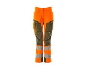 Pantaloni con tasche porta-ginocchiere ACCELERATE SAFE hi-vis arancio/verde muschio