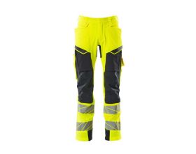 Pantaloni con tasche porta-ginocchiere ACCELERATE SAFE hi-vis giallo/blu navy scuro