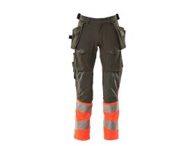 Pantaloni con tasche esterne ACCELERATE SAFE antracite scuro/hi-vis rosso