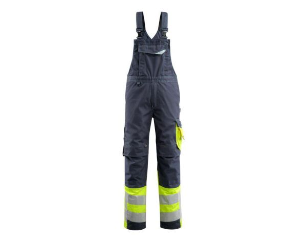 Salopette con tasche porta-ginocchiere SAFE SUPREME blu navy scuro/hi-vis giallo
