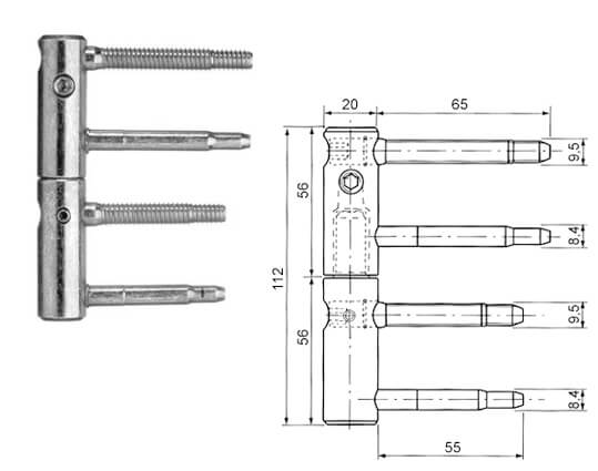 Cerniera regolabile lunga con antifurto 3-D 11R-20-000