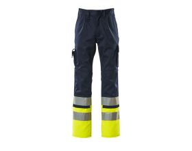 Pantaloni con tasche porta-ginocchiere SAFE COMPETE blu navy/hi-vis giallo