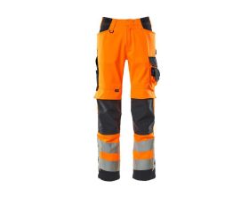 Pantaloni con tasche porta-ginocchiere SAFE SUPREME hi-vis arancio/blu navy scuro