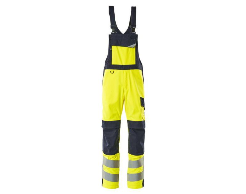 Salopette con tasche porta-ginocchiere MULTISAFE hi-vis giallo/blu navy scuro