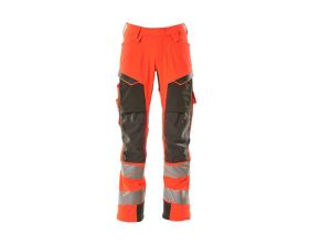 Pantaloni con tasche porta-ginocchiere ACCELERATE SAFE hi-vis rosso/antracite scuro