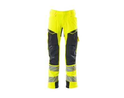 Pantaloni con tasche porta-ginocchiere ACCELERATE SAFE hi-vis giallo/blu navy scuro