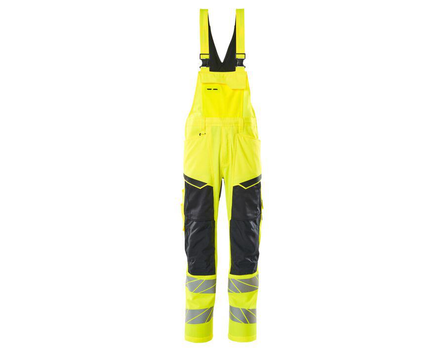Salopette con tasche porta-ginocchiere ACCELERATE SAFE hi-vis giallo/blu navy scuro