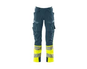 Pantaloni con tasche porta-ginocchiere ACCELERATE SAFE petrolio scuro/hi-vis giallo