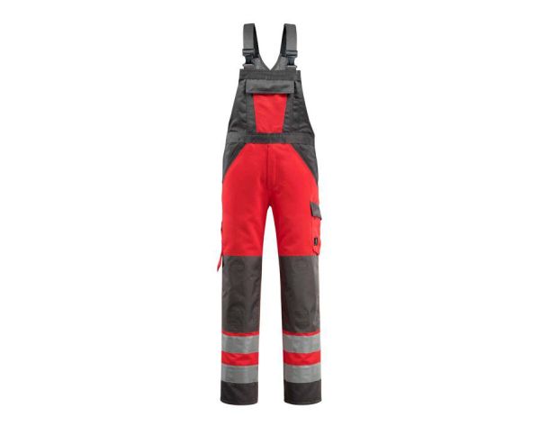 Salopette con tasche porta-ginocchiere SAFE LIGHT hi-vis rosso/antracite scuro