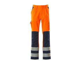 Pantaloni con tasche porta-ginocchiere SAFE COMPETE hi-vis arancio/blu navy