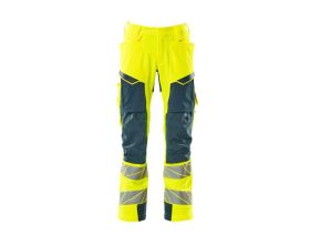 Pantaloni con tasche porta-ginocchiere ACCELERATE SAFE hi-vis giallo/petrolio scuro