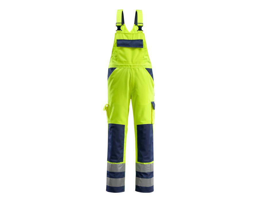 Salopette con tasche porta-ginocchiere SAFE COMPETE hi-vis giallo/blu navy