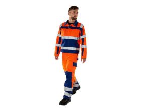 Pantaloni con tasche porta-ginocchiere SAFE COMPETE hi-vis arancio/blu royal