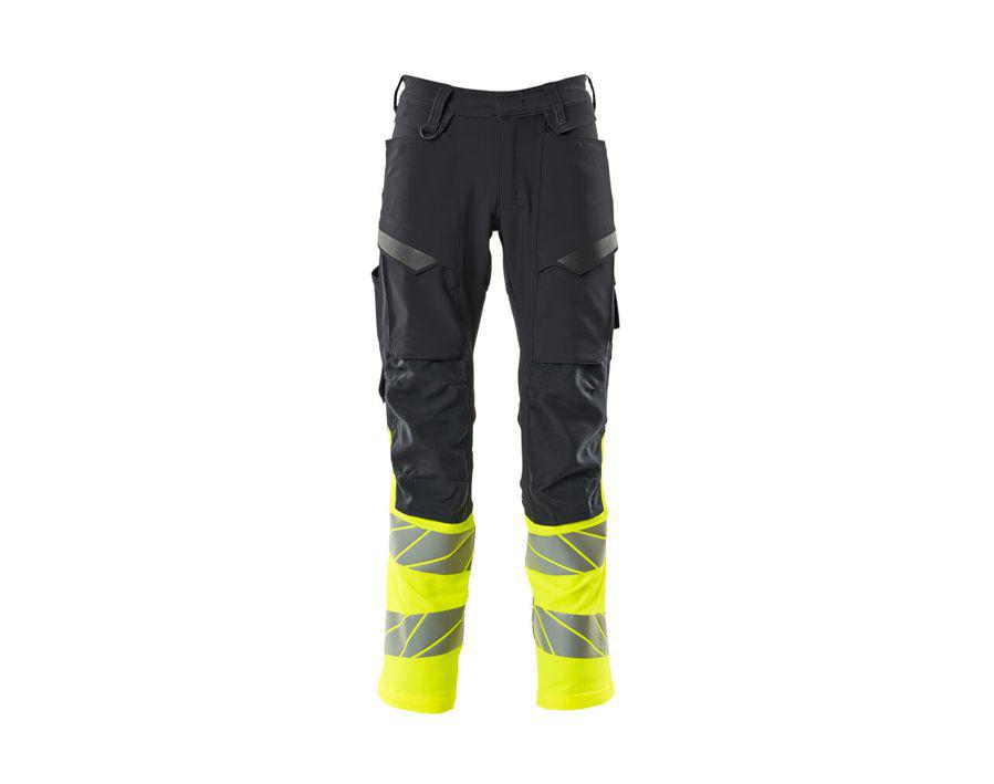 Pantaloni con tasche porta-ginocchiere ACCELERATE SAFE blu navy scuro/hi-vis giallo