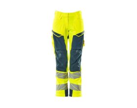 Pantaloni con tasche porta-ginocchiere ACCELERATE SAFE hi-vis giallo/petrolio scuro