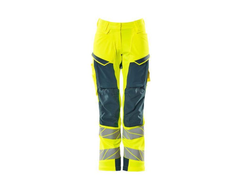 Pantaloni con tasche porta-ginocchiere ACCELERATE SAFE hi-vis giallo/petrolio scuro