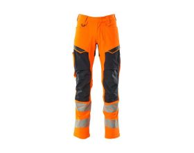 Pantaloni con tasche porta-ginocchiere ACCELERATE SAFE hi-vis arancio/blu navy scuro