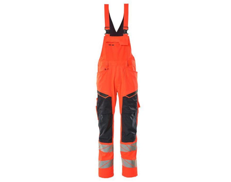 Salopette con tasche porta-ginocchiere ACCELERATE SAFE hi-vis rosso/blu navy scuro