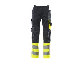 Pantaloni con tasche porta-ginocchiere SAFE SUPREME blu navy scuro/hi-vis giallo
