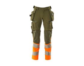 Pantaloni con tasche esterne ACCELERATE SAFE verde muschio/ arancio
