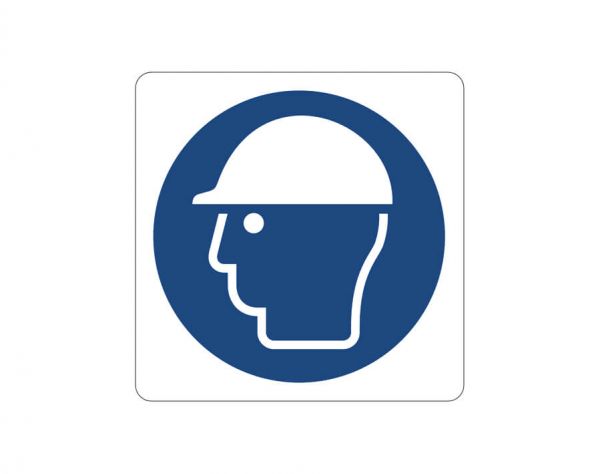 Cartello segnaletico di obbligo:
casco di protezione obbligatorio