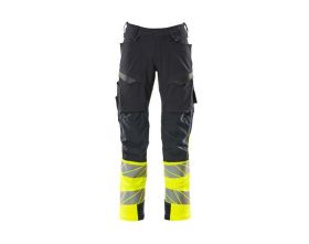 Pantaloni con tasche porta-ginocchiere ACCELERATE SAFE blu navy scuro/hi-vis giallo