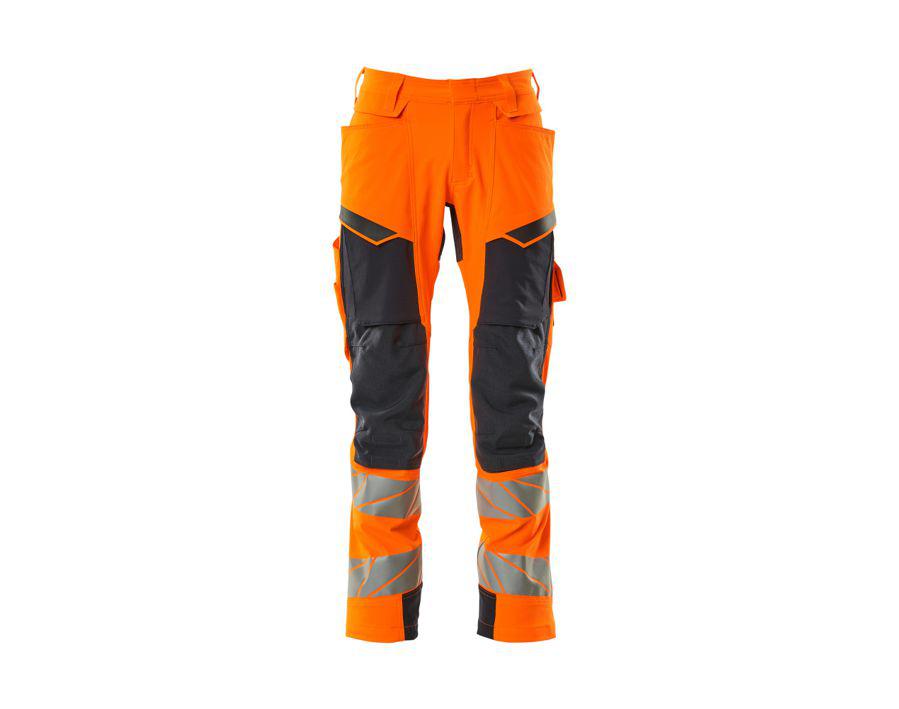Pantaloni con tasche porta-ginocchiere ACCELERATE SAFE hi-vis arancio/blu navy scuro