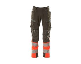 Pantaloni con tasche porta-ginocchiere ACCELERATE SAFE antracite scuro/hi-vis rosso