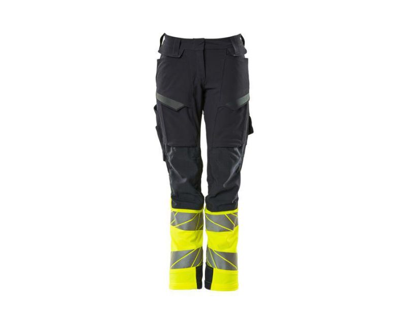 Pantaloni con tasche porta-ginocchiere ACCELERATE SAFE blu navy scuro/hi-vis giallo