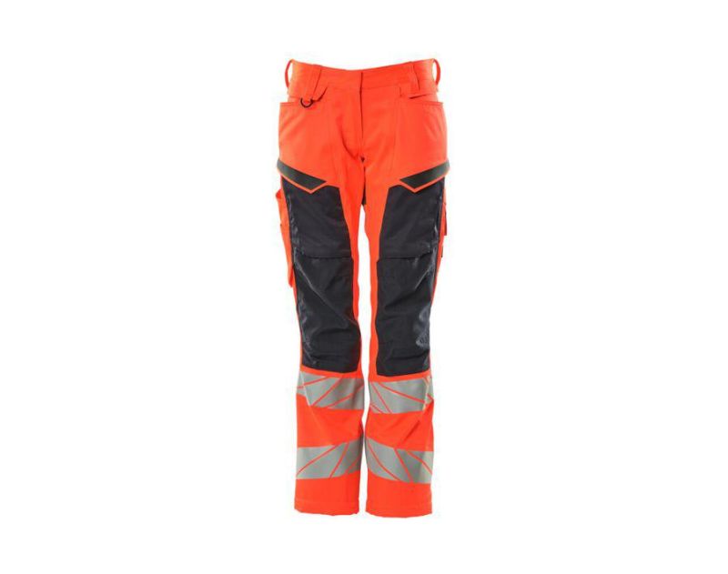 Pantaloni con tasche porta-ginocchiere ACCELERATE SAFE hi-vis rosso/blu navy scuro
