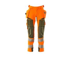 Pantaloni con tasche esterne ACCELERATE SAFE hi-vis arancio/verde muschio