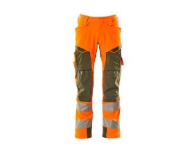 Pantaloni con tasche porta-ginocchiere ACCELERATE SAFE hi-vis arancio/verde muschio