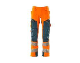 Pantaloni con tasche porta-ginocchiere ACCELERATE SAFE hi-vis arancio/petrolio scuro