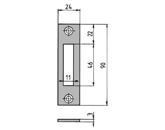 Contropiastra per serrature per montanti 0148-03-24