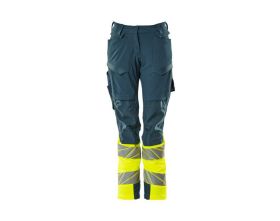 Pantaloni con tasche porta-ginocchiere ACCELERATE SAFE petrolio scuro/hi-vis giallo